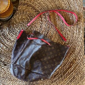 Designer Brown and Red Crossbody Bag